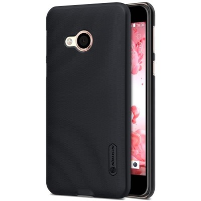 HTC U Play (Alpine) Nillkin Frosted Shield melns plastmasas apvalks + ekrāna aizsargplēve / Vacins.lv