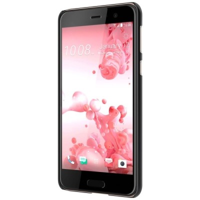 HTC U Play (Alpine) Nillkin Frosted Shield melns plastmasas apvalks + ekrāna aizsargplēve / Vacins.lv