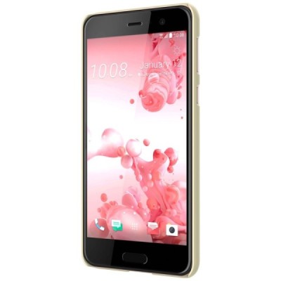 HTC U Play (Alpine) Nillkin Frosted Shield zelta plastmasas apvalks + ekrāna aizsargplēve / Vacins.lv