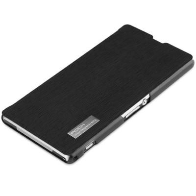 Sony Xperia Z1 Rock Elegant atvēramais melns futrālis / Vacins.lv