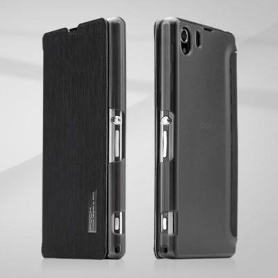 Sony Xperia Z1 Rock Elegant atvēramais melns futrālis / Vacins.lv