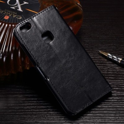 Huawei P10 Lite atvēramais ādas melns maciņš (maks) / Vacins.lv