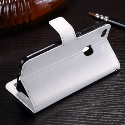 Huawei P10 Lite atverčiamas baltas odinis dėklas - piniginė / Priedai.lt