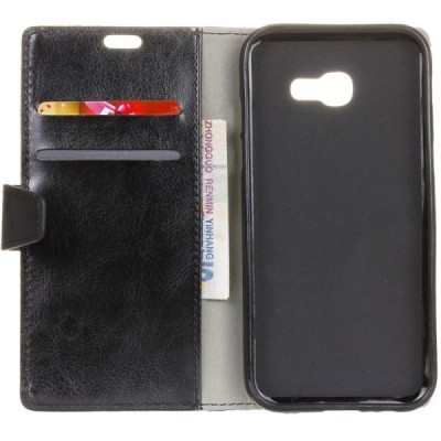 Samsung Galaxy Xcover 4 / 4S (G390, G398) atvēramais melns ādas maciņš (maks) / Vacins.lv