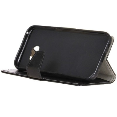 Samsung Galaxy Xcover 4 / 4S (G390, G398) atvēramais melns ādas maciņš (maks) / Vacins.lv