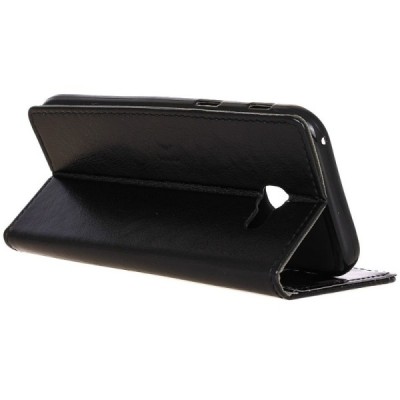 Samsung Galaxy Xcover 4 / 4S (G390, G398) atvēramais melns ādas maciņš (maks) / Vacins.lv