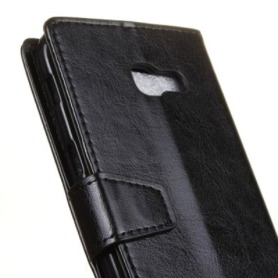 Samsung Galaxy Xcover 4 / 4S (G390, G398) atvēramais melns ādas maciņš (maks) / Vacins.lv