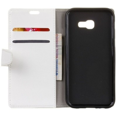 Samsung Galaxy Xcover 4 / 4S (G390, G398) atvēramais balts ādas maciņš (maks) / Vacins.lv