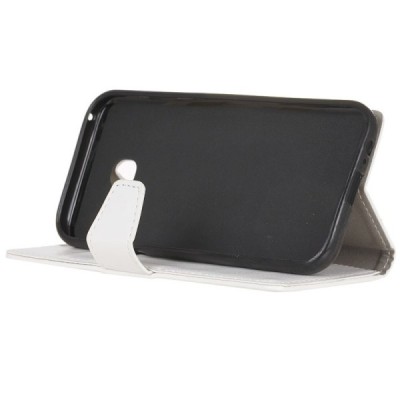 Samsung Galaxy Xcover 4 / 4S (G390, G398) atvēramais balts ādas maciņš (maks) / Vacins.lv