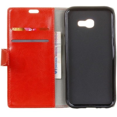 Samsung Galaxy Xcover 4 / 4S (G390, G398) atverčiamas raudonas odinis dėklas - piniginė / Priedai.lt