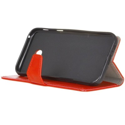 Samsung Galaxy Xcover 4 / 4S (G390, G398) atverčiamas raudonas odinis dėklas - piniginė / Priedai.lt