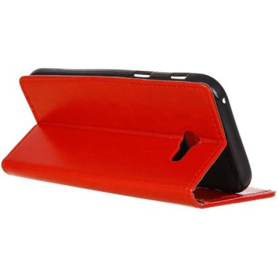 Samsung Galaxy Xcover 4 / 4S (G390, G398) atverčiamas raudonas odinis dėklas - piniginė / Priedai.lt