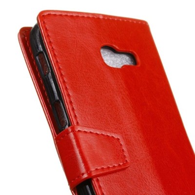 Samsung Galaxy Xcover 4 / 4S (G390, G398) atverčiamas raudonas odinis dėklas - piniginė / Priedai.lt