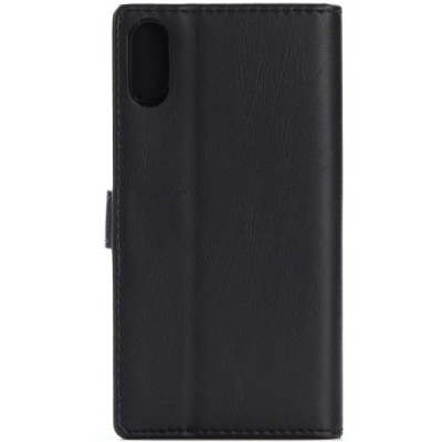 Sony Xperia XZ ir Sony Xperia XZs atverčiamas juodas odinis retro dėklas - piniginė / Priedai.lt