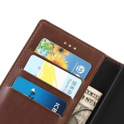 Sony Xperia XZ un Sony Xperia XZs atvēramais ādas tumši brūns retro maciņš (maks) / Vacins.lv