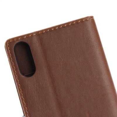 Sony Xperia XZ un Sony Xperia XZs atvēramais ādas tumši brūns retro maciņš (maks) / Vacins.lv