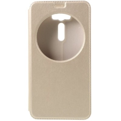 Asus Zenfone 2 Laser 6.0 (ZE600KL, ZE601KL) auksinis odinis atverčiamas „View Window“ dėklas su langeliu / Priedai.lt