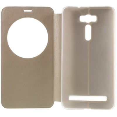 Asus Zenfone 2 Laser 6.0 (ZE600KL, ZE601KL) auksinis odinis atverčiamas „View Window“ dėklas su langeliu / Priedai.lt