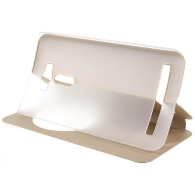 Asus Zenfone 2 Laser 6.0 (ZE600KL, ZE601KL) auksinis odinis atverčiamas „View Window“ dėklas su langeliu / Priedai.lt