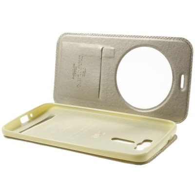 Roar Noble atverčiamas Asus Zenfone 2 Laser 6.0 (ZE600KL, ZE601KL) auksinis odinis dėklas / Priedai.lt