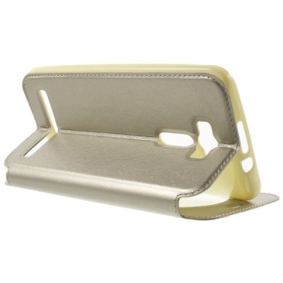 Roar Noble atverčiamas Asus Zenfone 2 Laser 6.0 (ZE600KL, ZE601KL) auksinis odinis dėklas / Priedai.lt