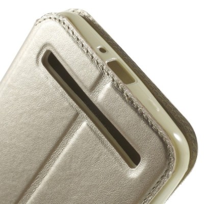 Roar Noble atverčiamas Asus Zenfone 2 Laser 6.0 (ZE600KL, ZE601KL) auksinis odinis dėklas / Priedai.lt