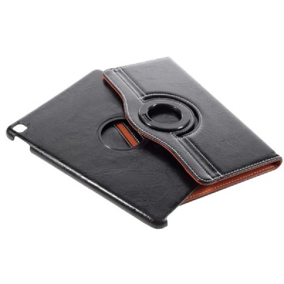 Apple iPad Pro 9.7" solīds atvēramais melns ādas futrālis, grozās 360° grādu apjomā / Vacins.lv