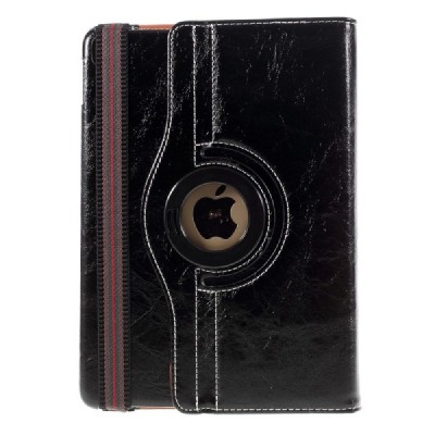 Apple iPad Pro 9.7" solīds atvēramais melns ādas futrālis, grozās 360° grādu apjomā / Vacins.lv