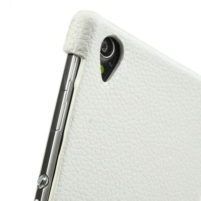 Klasikinis Sony Xperia Z1 atverčiamas baltas odinis dėklas / Priedai.lt