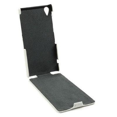 Klasikinis Sony Xperia Z1 atverčiamas baltas odinis dėklas / Priedai.lt