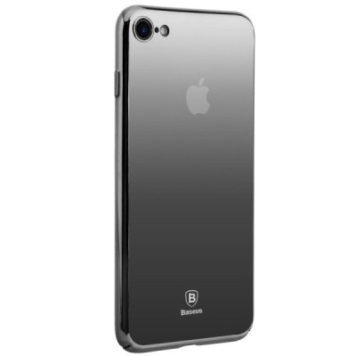 Apple iPhone 7 (iPhone 8) Baseus Mirror Glass plastikinis veidrodinis permatomas juodas dėklas / Priedai.lt
