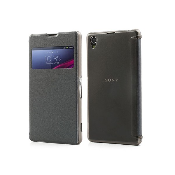 Atverčiamas tamsiai pilkas „S-View“ dėklas (Xperia Z1)