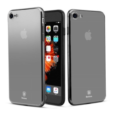 Apple iPhone 7 (iPhone 8) Baseus Mirror Glass plastikinis veidrodinis permatomas juodas dėklas / Priedai.lt
