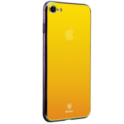 Apple iPhone 7 (iPhone 8) Baseus Mirror Glass plastikinis veidrodinis permatomas auksinis dėklas / Priedai.lt