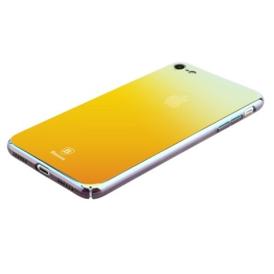 Apple iPhone 7 (iPhone 8) Baseus Mirror Glass plastikinis veidrodinis permatomas auksinis dėklas / Priedai.lt