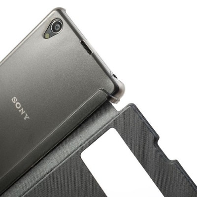 „S-View“ tipo Sony Xperia Z1 atverčiamas tamsiai pilkas dėklas / Priedai.lt