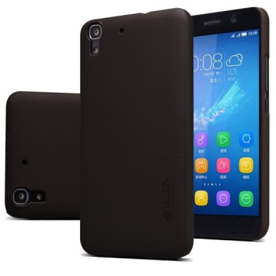 Huawei Y6 Nillkin Frosted Shield brūns plastmasas apvalks + ekrāna aizsargplēve / Vacins.lv
