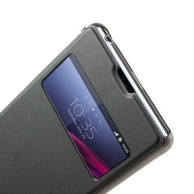 „S-View“ tipo Sony Xperia Z1 atverčiamas tamsiai pilkas dėklas / Priedai.lt