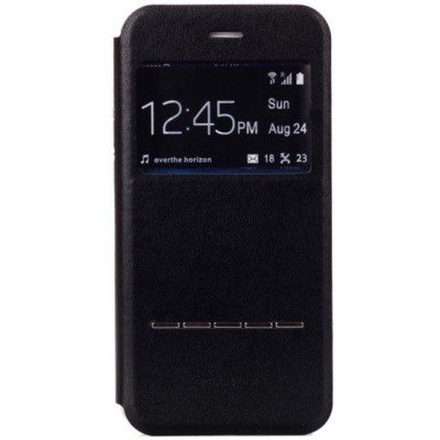 Apple iPhone 6 / 6s „Vili“ S View Cover atverčiamas juodas dėklas su langeliu / Priedai.lt