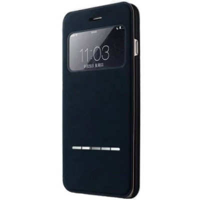 Apple iPhone 6 / 6s „Vili“ S S View Cover atvērams melns ādas maciņš / Vacins.lv