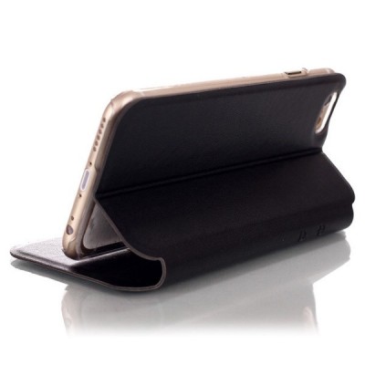 Apple iPhone 6 / 6s „Vili“ S S View Cover atvērams melns ādas maciņš / Vacins.lv