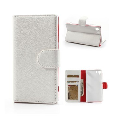 „Lychee“ Sony Xperia Z1 baltas odinis atverčiamas dėklas / Priedai.lt