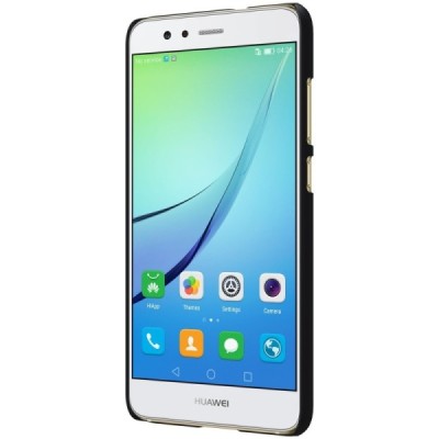 Huawei P10 Lite Nillkin Frosted Shield juodas plastikinis dėklas + apsauginė ekrano plėvelė / Priedai.lt