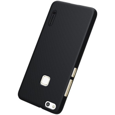 Huawei P10 Lite Nillkin Frosted Shield juodas plastikinis dėklas + apsauginė ekrano plėvelė / Priedai.lt