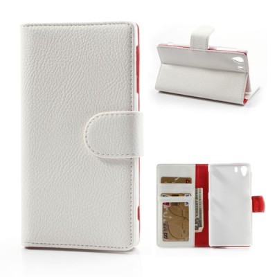 „Lychee“ Sony Xperia Z1 baltas odinis atverčiamas dėklas / Priedai.lt