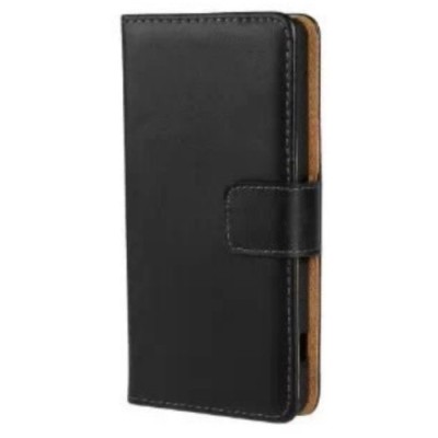 Sony Xperia Z3 compact atvēramais melns ādas futrālis - maciņš / Vacins.lv