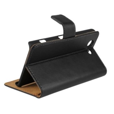 Sony Xperia Z3 compact atvēramais melns ādas futrālis - maciņš / Vacins.lv