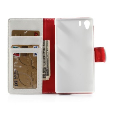 „Lychee“ Sony Xperia Z1 baltas odinis atverčiamas dėklas / Priedai.lt