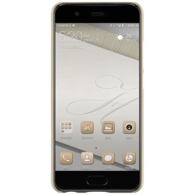 Huawei P10 Plus Nillkin Frosted Shield auksinis plastikinis dėklas + apsauginė ekrano plėvelė / Priedai.lt