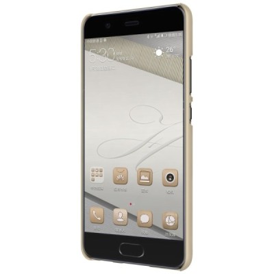 Huawei P10 Plus Nillkin Frosted Shield auksinis plastikinis dėklas + apsauginė ekrano plėvelė / Priedai.lt